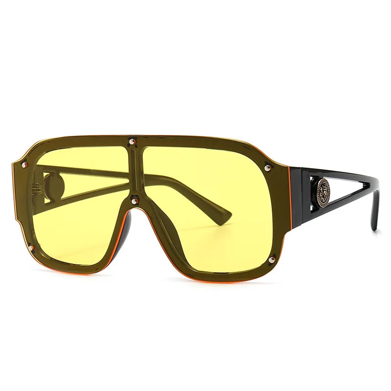 2022 Fashion Luxury Designer Oversized Square Sunglasses Men Women Vintage Big Frame Sun Glasses Mirror Rivet Shades UV400