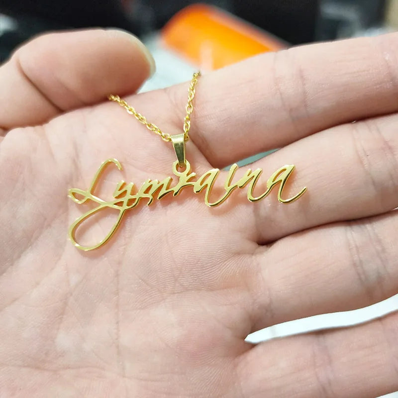 Custom name necklace Stainless Steel Personalized Privatecustom Gold Color Nameplate Pendant Choker For Women Special Gift
