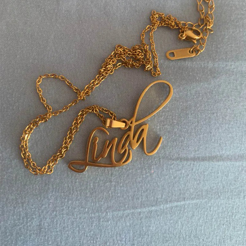 Custom name necklace Stainless Steel Personalized Privatecustom Gold Color Nameplate Pendant Choker For Women Special Gift