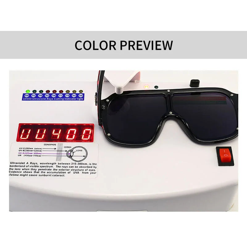 2022 Fashion Luxury Designer Oversized Square Sunglasses Men Women Vintage Big Frame Sun Glasses Mirror Rivet Shades UV400