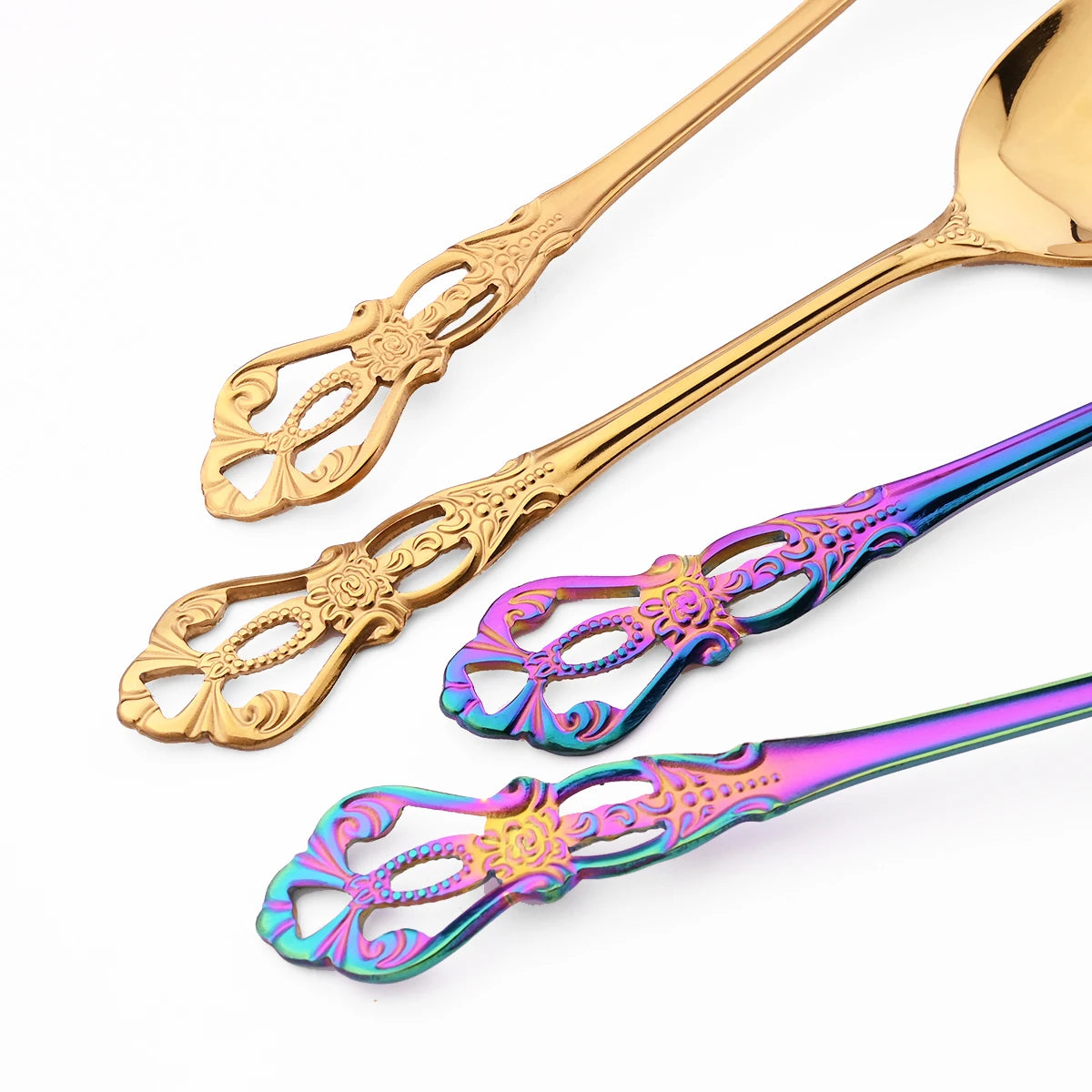 6/30Pcs Royal Colorful Dinnerware Set Knife Dessert Fork Spoon Cutlery Set Stainless Steel Silverware Kitchen Tableware Flatware