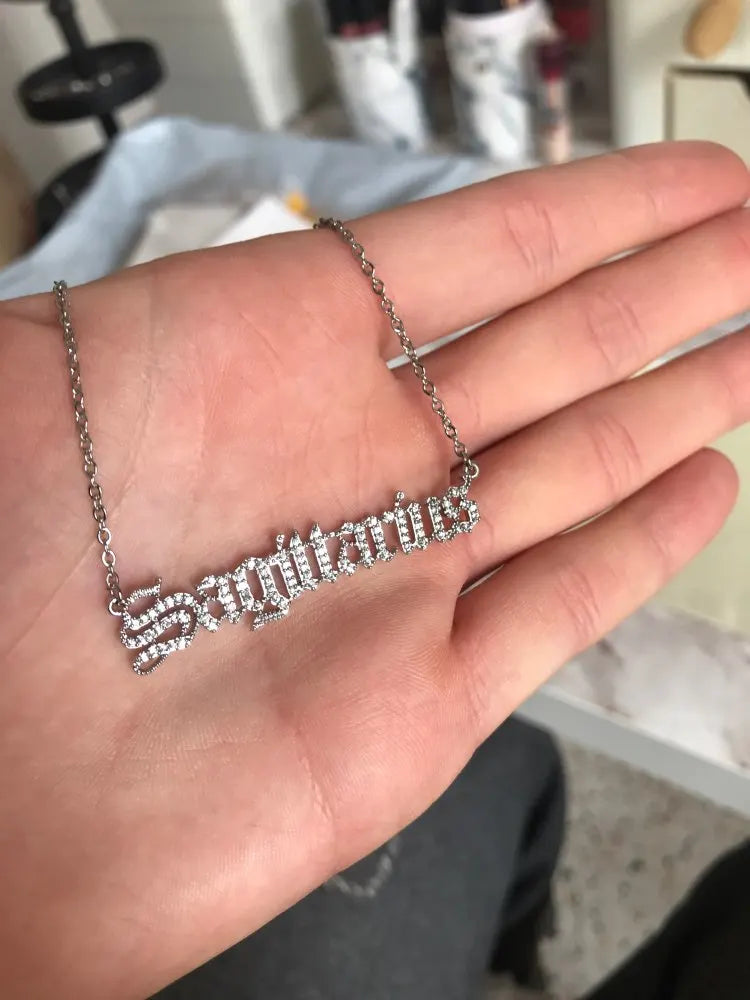 Zircon Letter Constellation Necklace For Women Stainless Steel Girl 12 Zodiac Necklaces Choker Alphabet Jewelry Bijoux Femme BFF