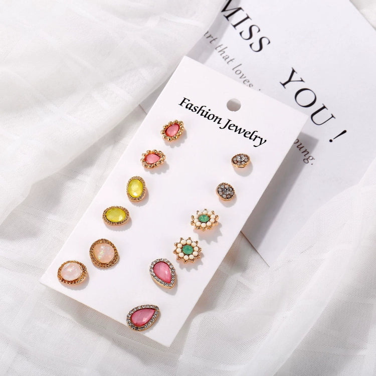 Flower Stud Earrings Opal Suit Water Drop