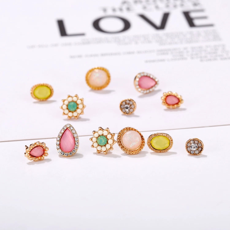 Flower Stud Earrings Opal Suit Water Drop