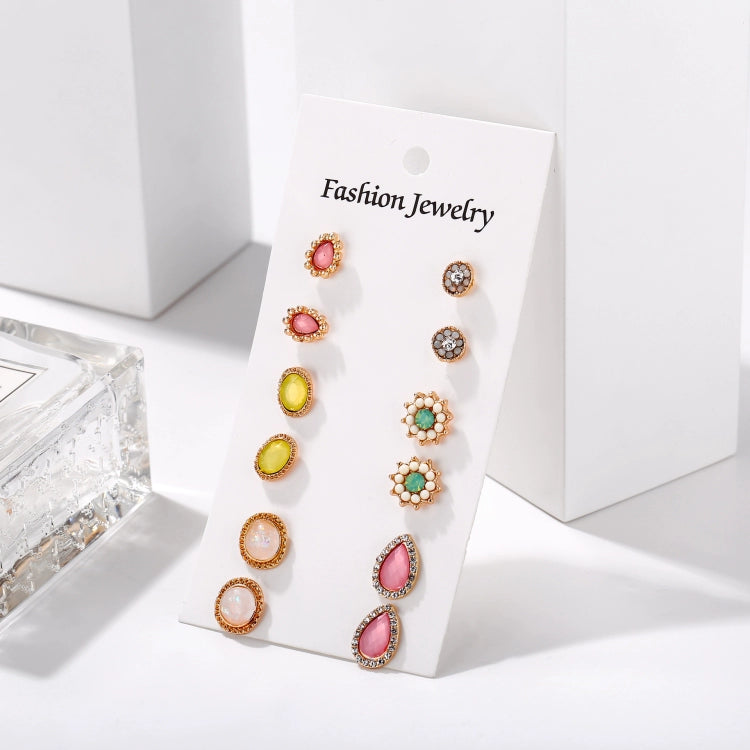 Flower Stud Earrings Opal Suit Water Drop