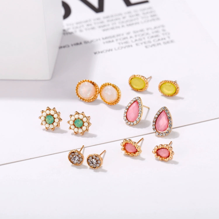 Flower Stud Earrings Opal Suit Water Drop