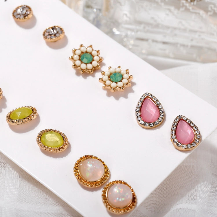 Flower Stud Earrings Opal Suit Water Drop