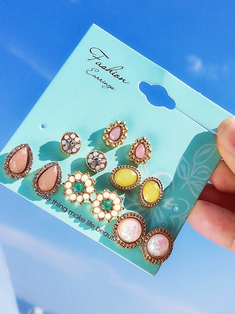 Flower Stud Earrings Opal Suit Water Drop