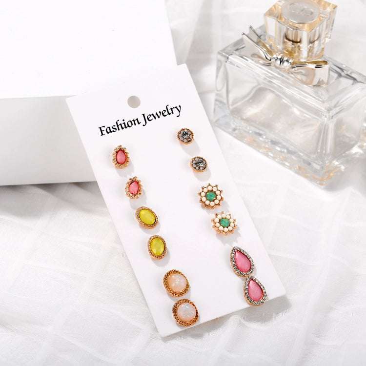 Flower Stud Earrings Opal Suit Water Drop