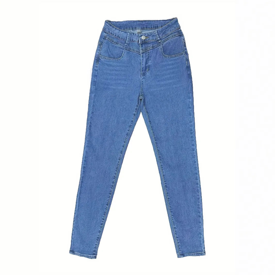 Versatile High-waist Skinny Jeans.Ladies Four Seasons New Fashion Stretch Simple Comfortable Small Leg Jeans Casual Pencil Pants