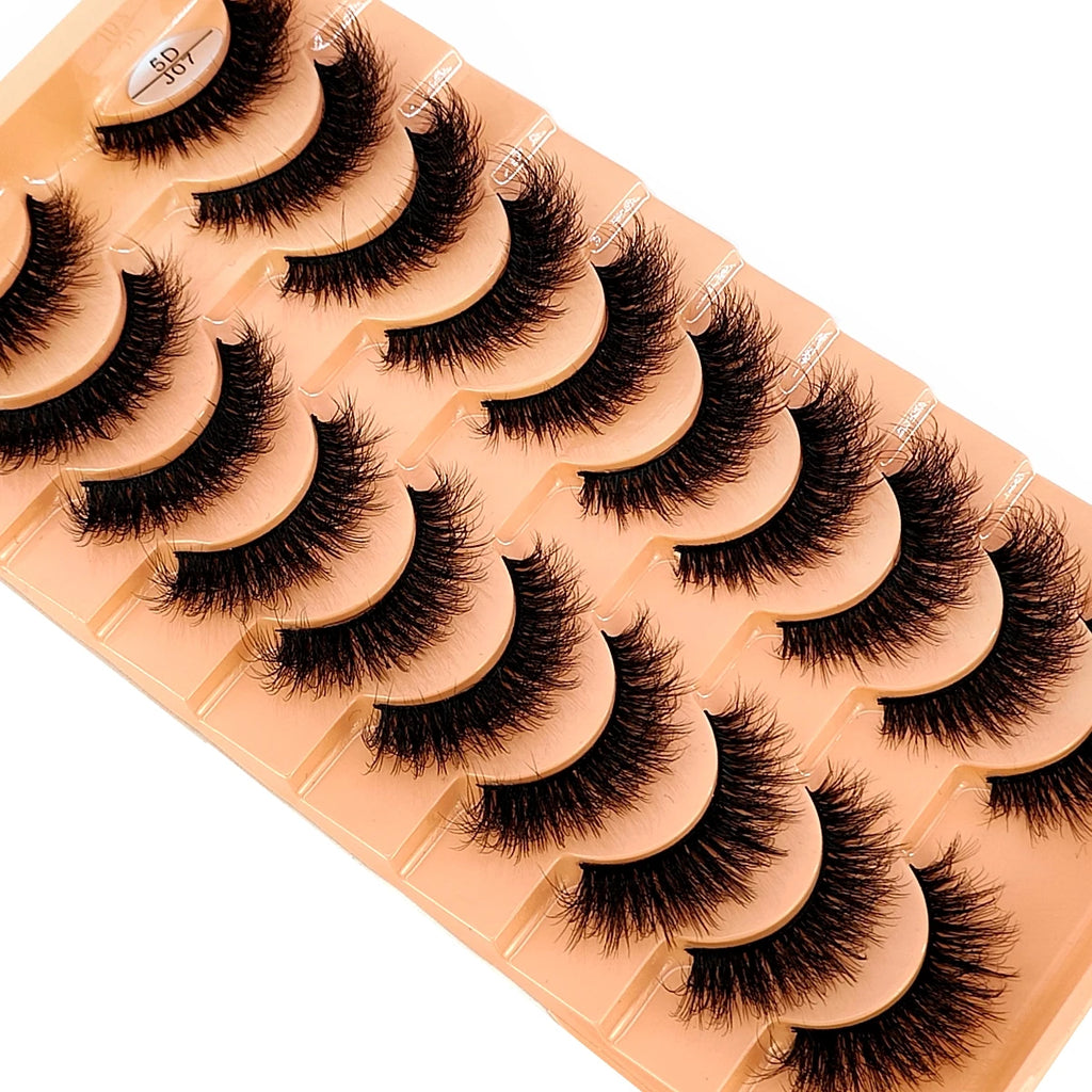 HBZGTLAD 10 Pairs Faux Mink Eyelashes Handmade False Eyelashes Natural Nude Makeup Simulation Cross Messy Eye 3D Curly Eyelashes