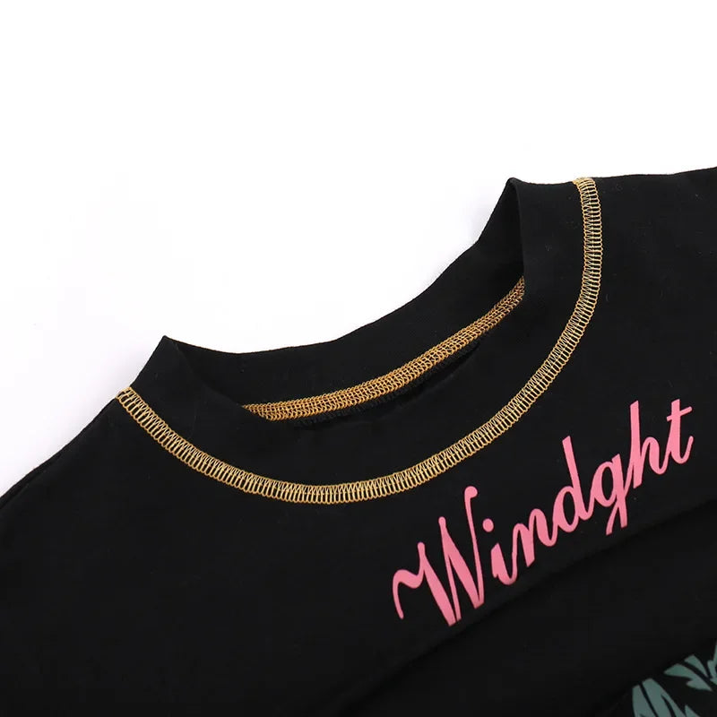 Hollow Out Crop Top Women Summer Aesthetic Clothes Printing Y2k Accessories O-Neck Ropa De Mujer Sexy Roupas Femininas Estilosas