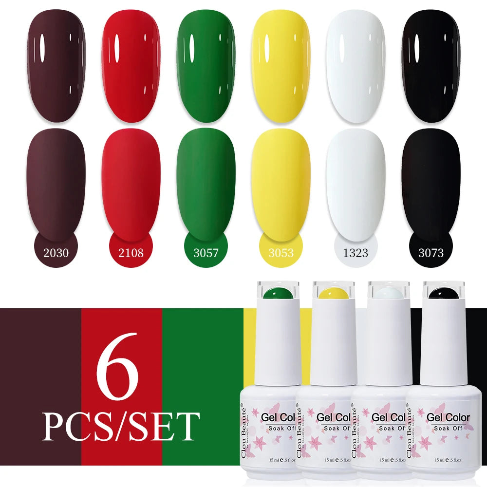 Clou Beaute 6/8pcs 15ml UV Nail Gel Colors Polish Set Summer Pretty Sugar Pink Red Neon Professional Nail Art Manicure Kit Gift
