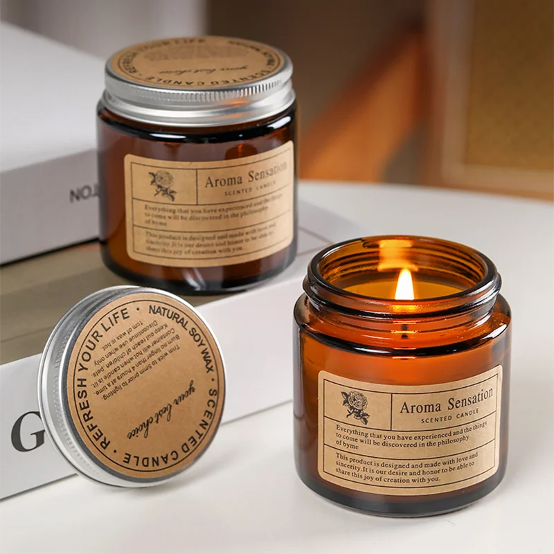 Smokeless Aromatic Scented Candle Handmade Soybean Wax Candles Festival Wedding Birthday Party Gift Glass Cup Home Decoration