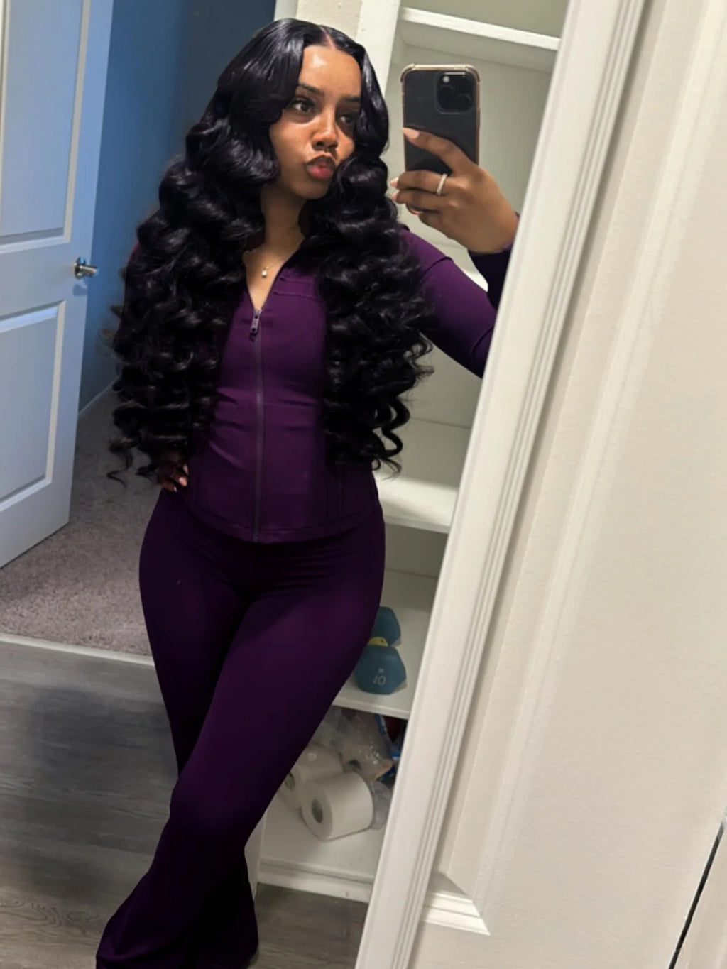 Pant Sets Two Piece Set Women Sexy Slim Fit Zipper Top Stand Collar Solid Sporty Casual Splice Flare Pants Elastic Waist