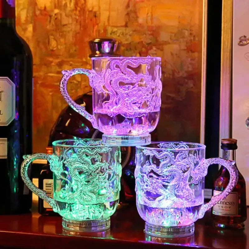 LED Flash Magic Color Changing Dragon Cup Water Activated Light-Up Beer Coffee Milk Tea Wine Whisky Bar Mug Travel Gift