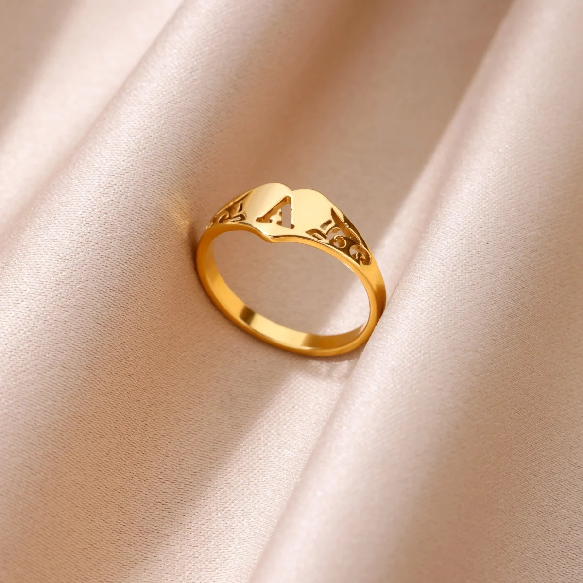 Initial A-Z Letter Rings For Women Gold Color Stainless Steel Heart Alphabet Name Finger Ring Punk Birthday Jewelry Gift Femme