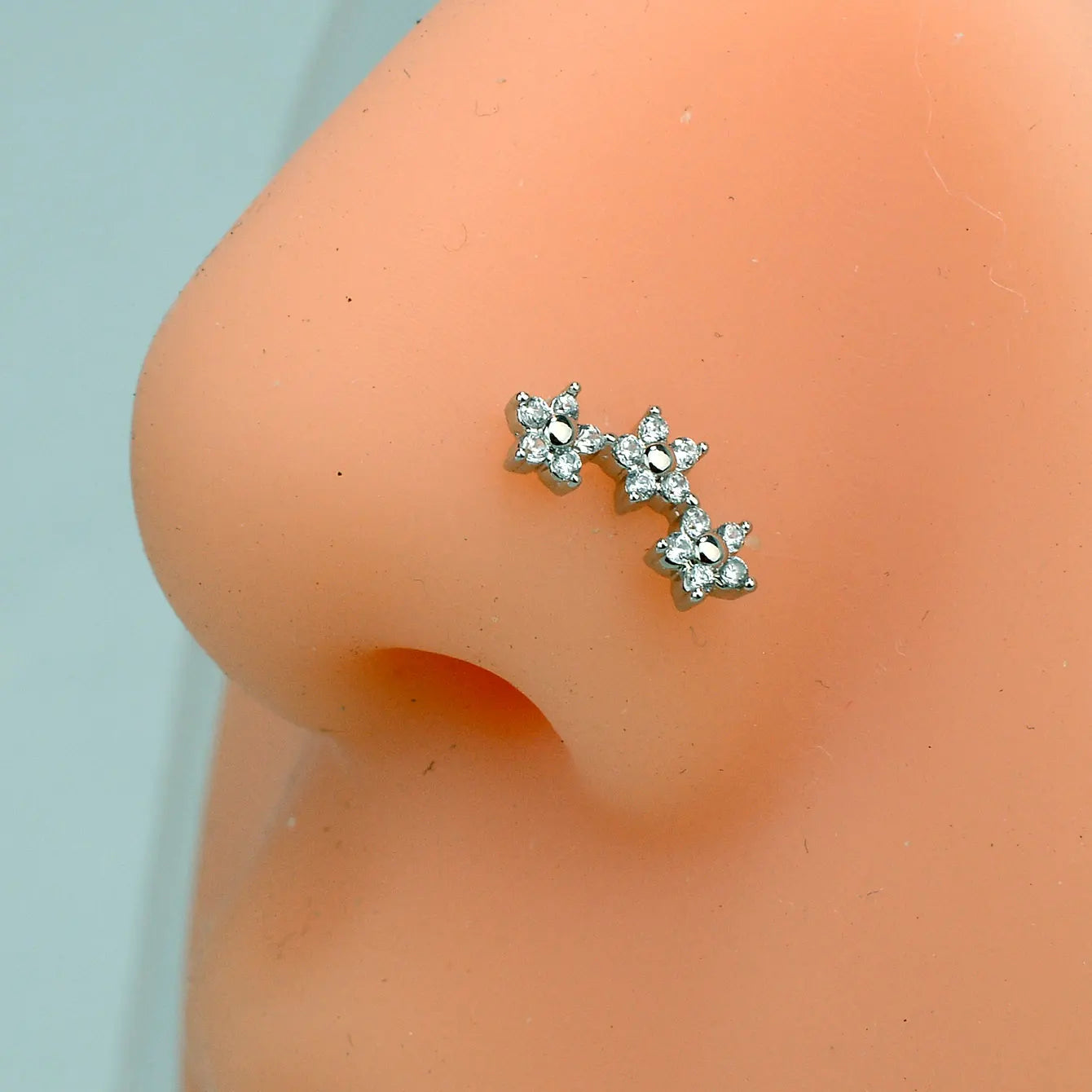 1PC Stainless Steel CZ Nose Ring L Shape Nose Studs Spider Snake Bow Flower Leaf Nostril Nose Piercing Body Jewelry  For Women