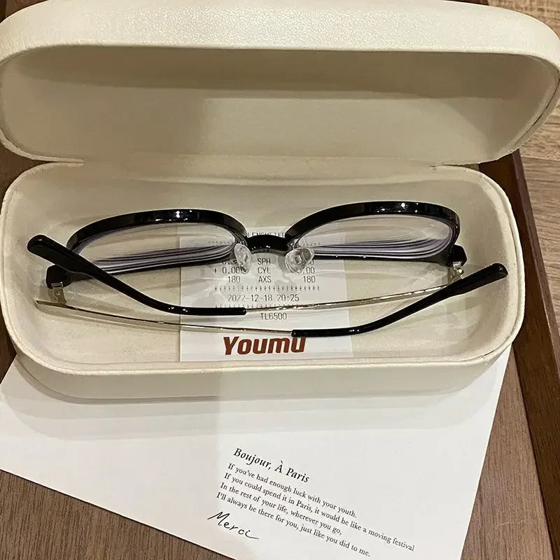 Myopia Glasses Anti Blue Light Metal  Resin -1.0 ~ -6.0 Neutral Style Flat Glasses Computer Glasses
