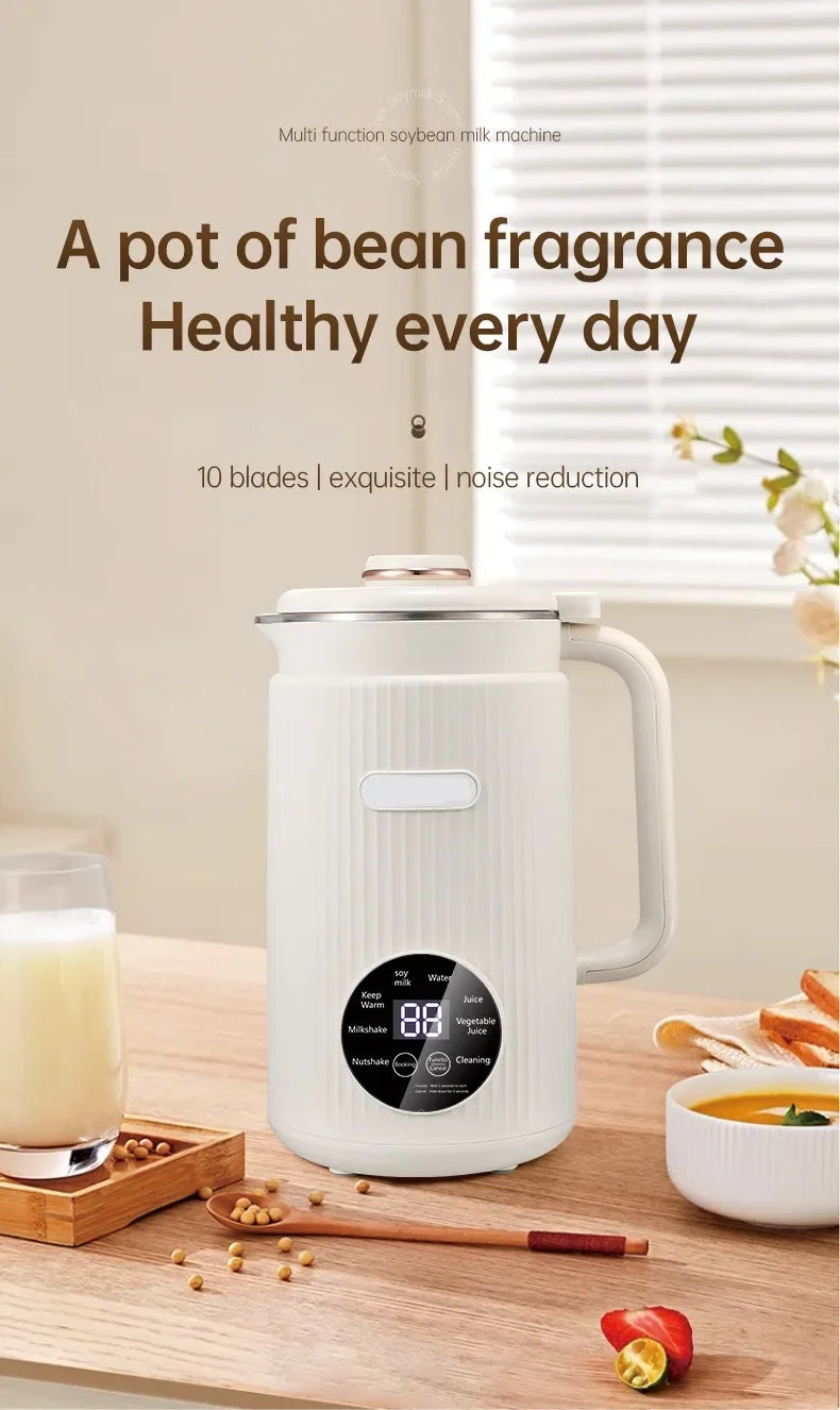 1200ML Electric Soybean Milk Machine Automatic Intelligent Food Blender Filter-free Soy Milk Maker Rice Paste Maker Kettle EU/US
