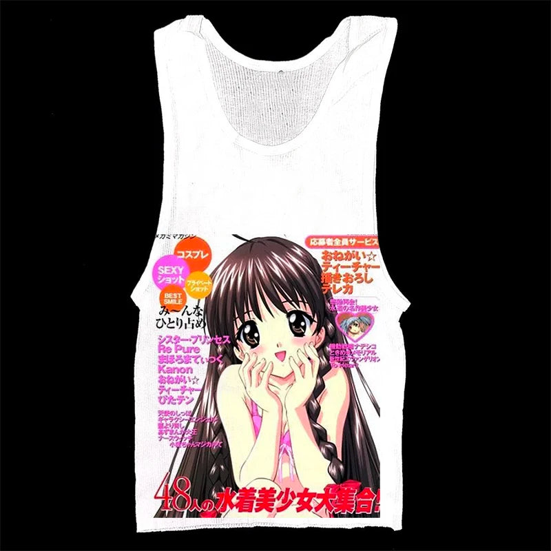 Sexy Y2K Style Women's Sleeveless Sling Crop Tops Punk Letter Print Casual Cute Tops Harajuku Vintage Emo Girl Gothic Streetwear