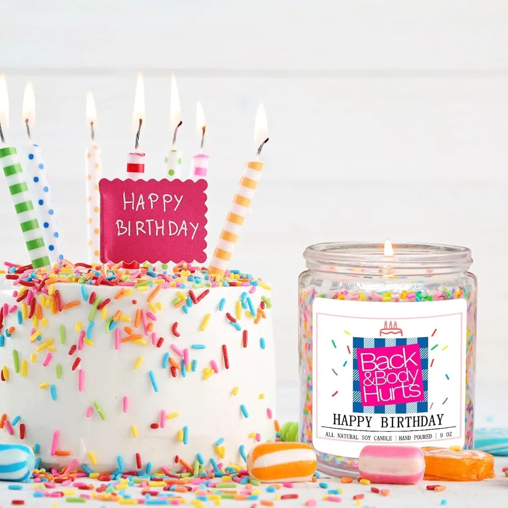 Birthday Candles Gift for Her and Him, Unique Best Friend Gift Ideas - Back & Body Hurts Happy Birthday Candle