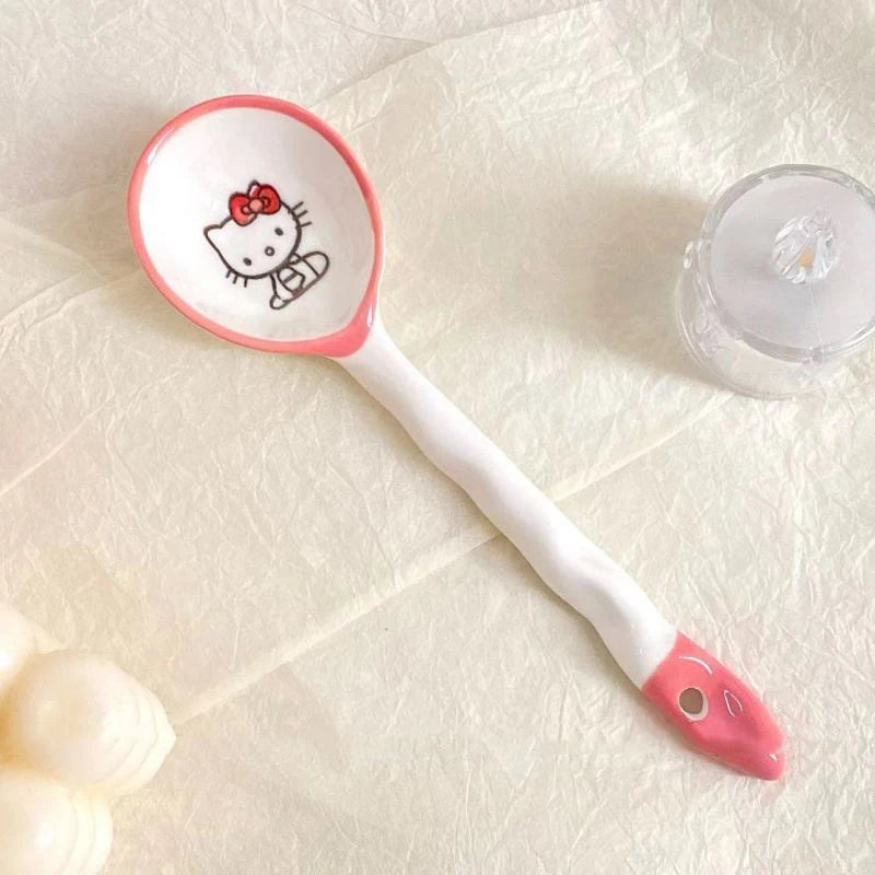 Kawaii Sanrio Hello Kitty Cute Tableware Dormitory Home Salad Baking Person Food Underglaze Color High Value Ceramic Noodle Bowl