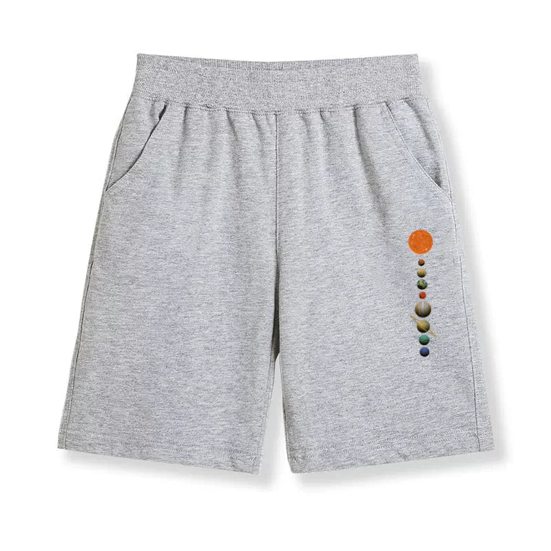 Teen Boys School Sports Shorts Astronaut Cartoon Short Pants Children Summer Cotton Sweatpants Loose Clothes 3-14T