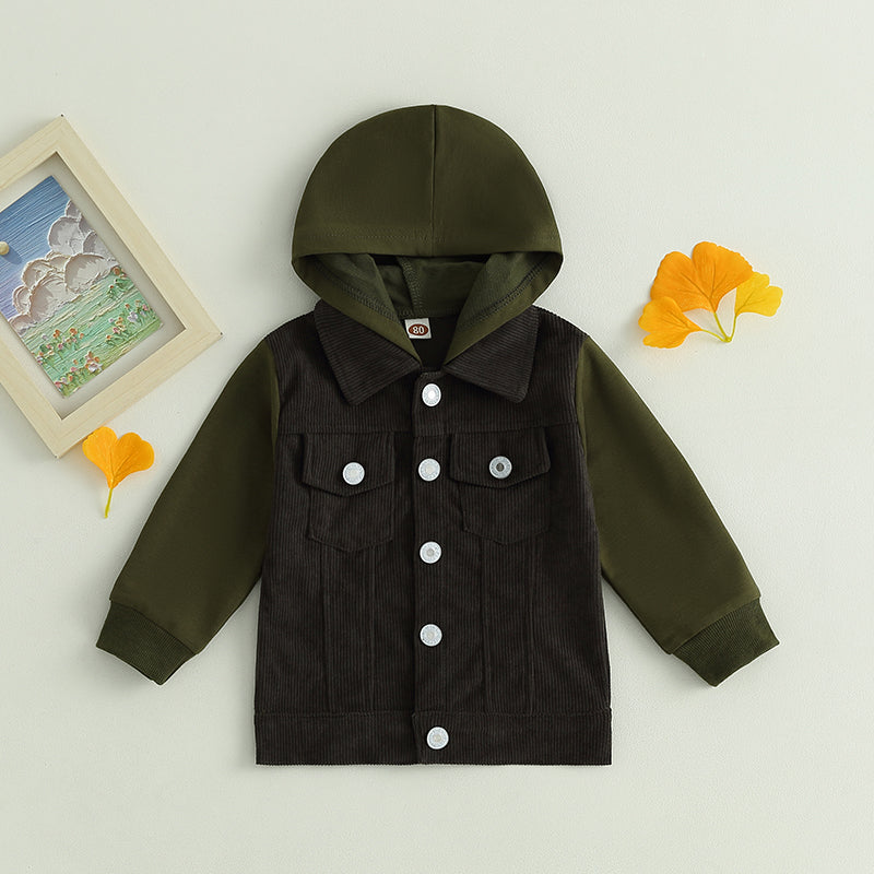 2023-06-22 Lioraitiin 0-4Years Toddler Boy Girl Fall Corduroy Jacket Casual Long Sleeve Button Down Lapel Coat Hoodie Outwear