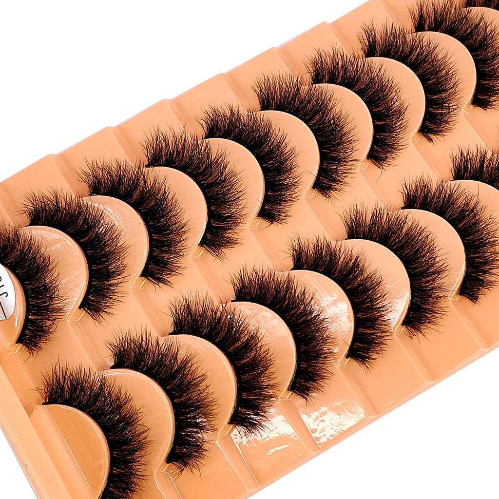 HBZGTLAD 10 Pairs Faux Mink Eyelashes Handmade False Eyelashes Natural Nude Makeup Simulation Cross Messy Eye 3D Curly Eyelashes