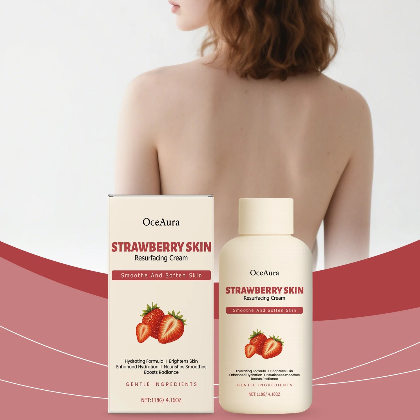 OceAura 118g Strawberry Body Cream Moisturizes Dry Skin Softeners Rough Hydrating Skin Body Moisturizer