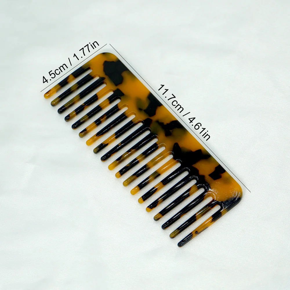 Acetate Hair Comb Set - Wide Tooth Detangling Comb, Anti-static, Tortoise & Colorful Pattern, for Curly/Thick Hair, Daily & Trav