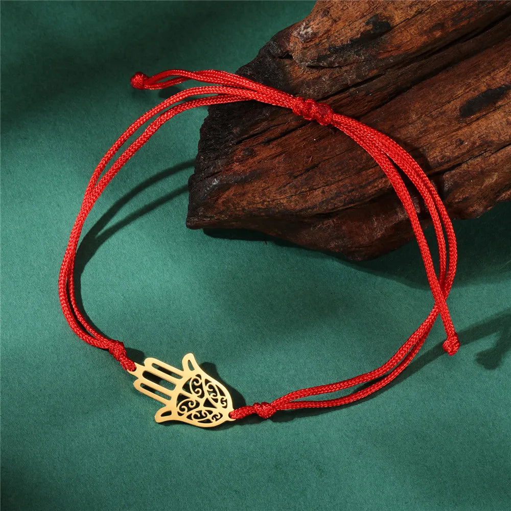 Skyrim Amulet Hamsa Hand of Fatima Bracelets on Hand Gold Color Women's Bracelet Stainless Steel Islamic Lucky Jewelry Gift 2025