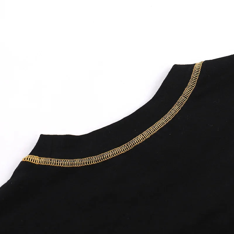 Hollow Out Crop Top Women Summer Aesthetic Clothes Printing Y2k Accessories O-Neck Ropa De Mujer Sexy Roupas Femininas Estilosas