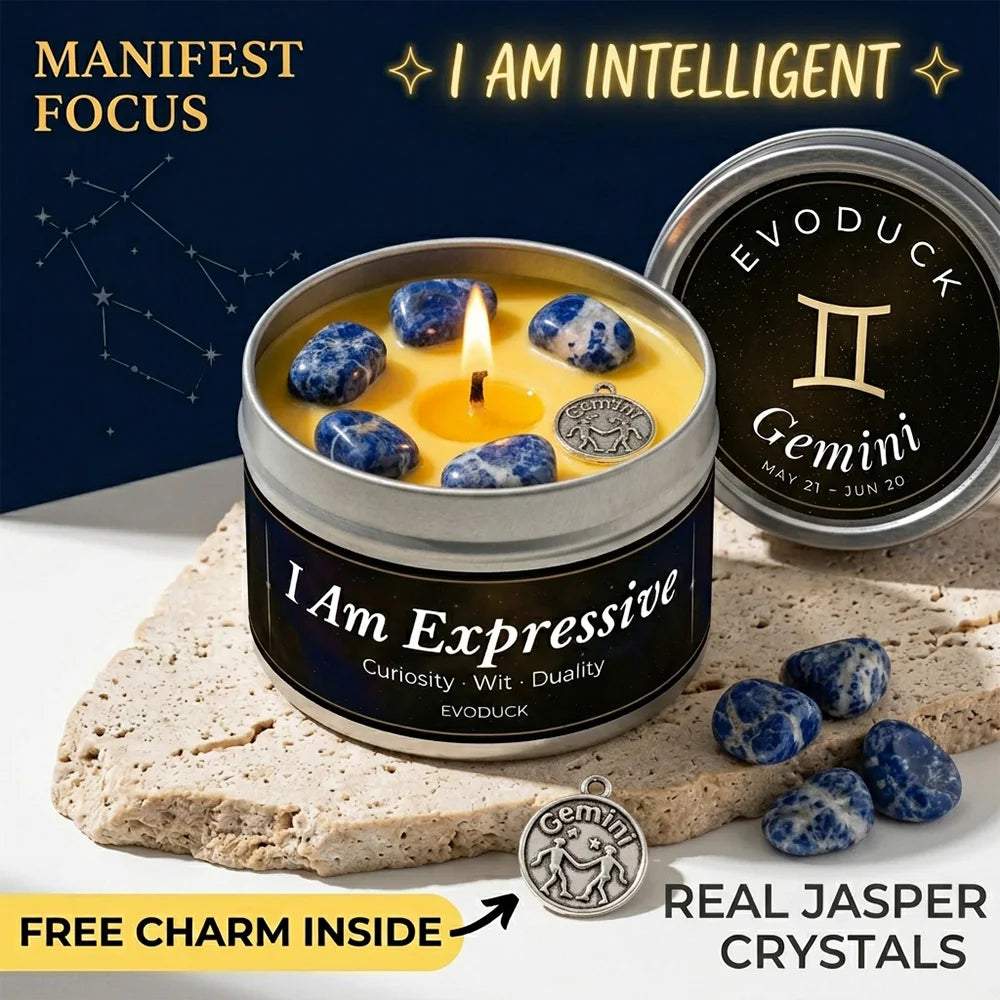 Gemini Constellation Scented Candle, Lemon Basil, Astrology Aromatherapy Candle in Tin, Home Fragrance Decor Birthday Gift, 3oz