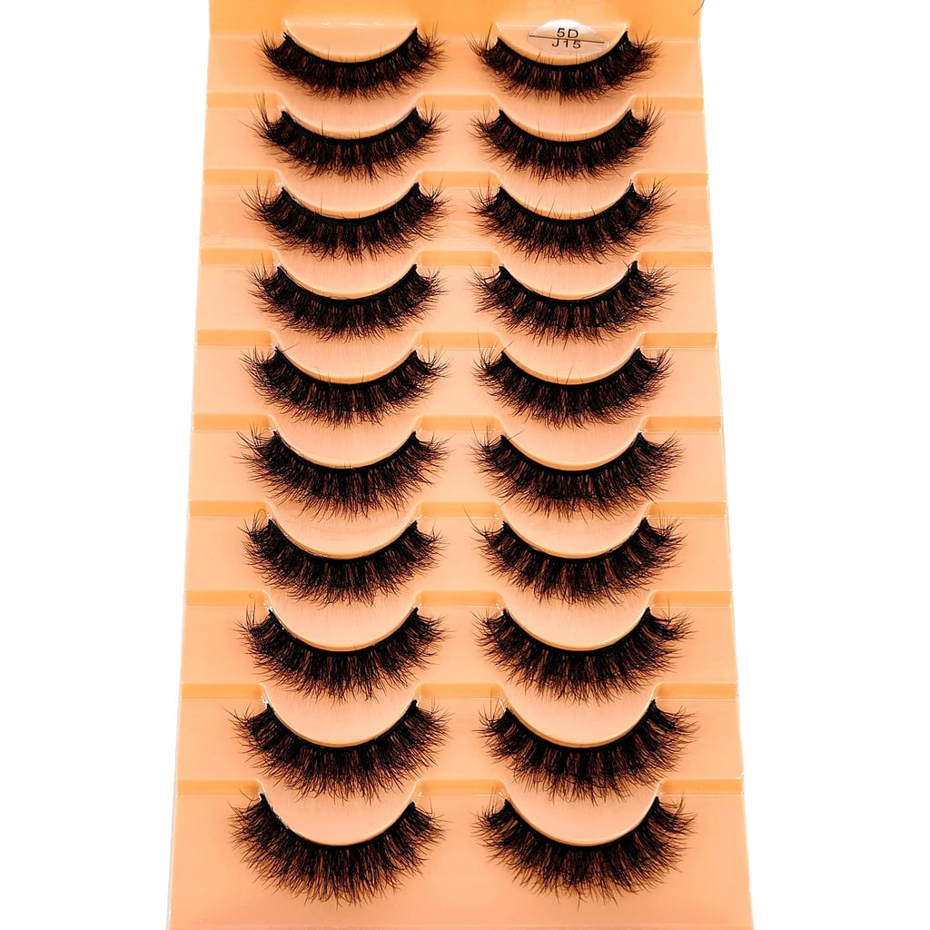 HBZGTLAD 10 Pairs Faux Mink Eyelashes Handmade False Eyelashes Natural Nude Makeup Simulation Cross Messy Eye 3D Curly Eyelashes