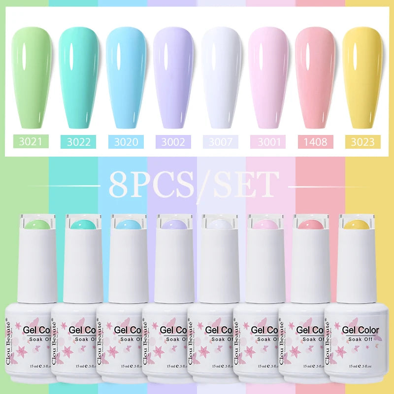 Clou Beaute 6/8pcs 15ml UV Nail Gel Colors Polish Set Summer Pretty Sugar Pink Red Neon Professional Nail Art Manicure Kit Gift