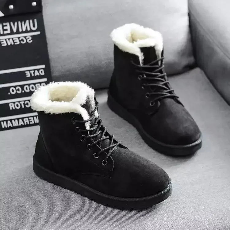 Thickened Cotton Shoes with Fleece Casual Short Tube Winter Boots for Women Comfortable Warm Large Size Rubber Snow Boots