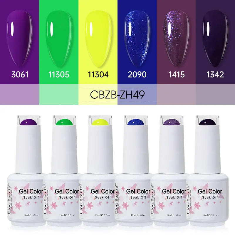 Clou Beaute 6/8pcs 15ml UV Nail Gel Colors Polish Set Summer Pretty Sugar Pink Red Neon Professional Nail Art Manicure Kit Gift