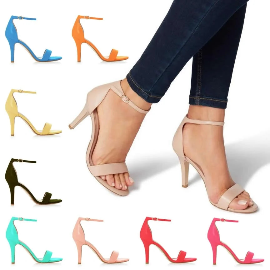 Open Toe Ankle Strap High Heel Sandals