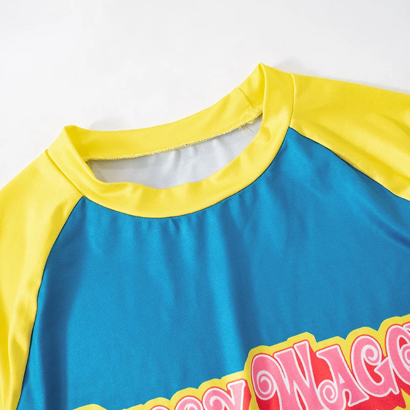 CUTENOVA Letter Printed Color Clashing Round Neck Pullover Spice Girls Short Halter Short Sleeve T-Shirt Tops For Y2K Girls Wear
