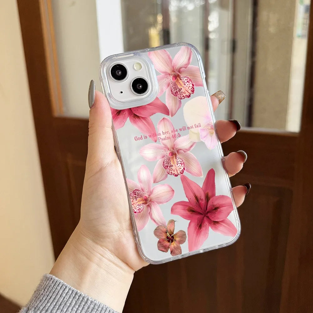 Pink Floral Psalm Christian Quote Clear Phone Case