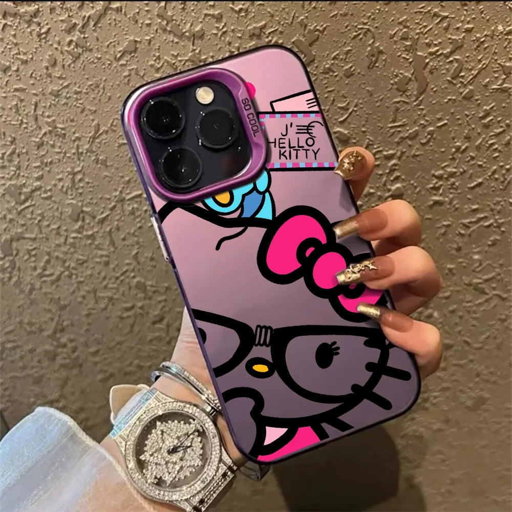 Sanrio Cartoon Hello Kitty Phone Case for iPhone 17 Pro 16 15 14 ProMax XR X XS 7 8 13 14 Pro Max 15 Plus Matte IMD Laser Cover