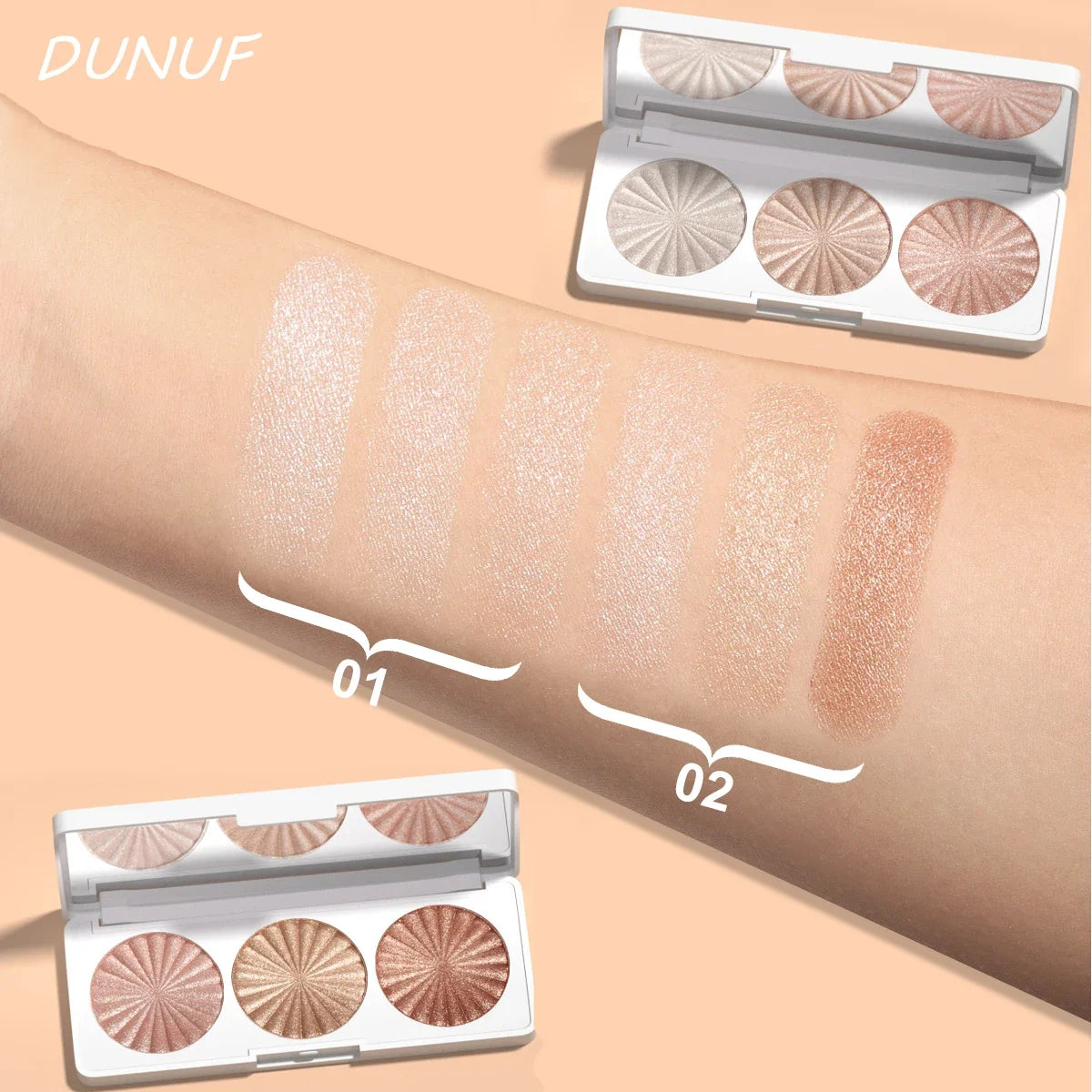 Waterproof Baked Highlighter Palette 7Colors Highly Pigmented Blush Contour Shadow 4in1 Face Makeup Long Lasting Beauty