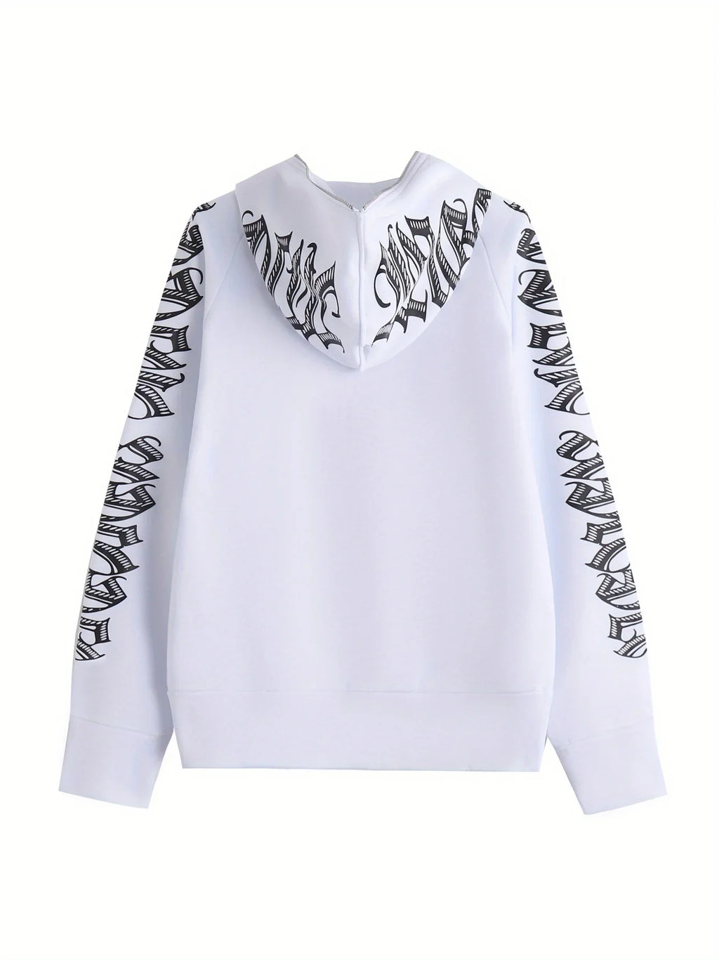 Letter Print Long Sleeve Zip Up Hoodies, Cyber Y2K Gothic Punk Sweatshirt, Women's Clothing