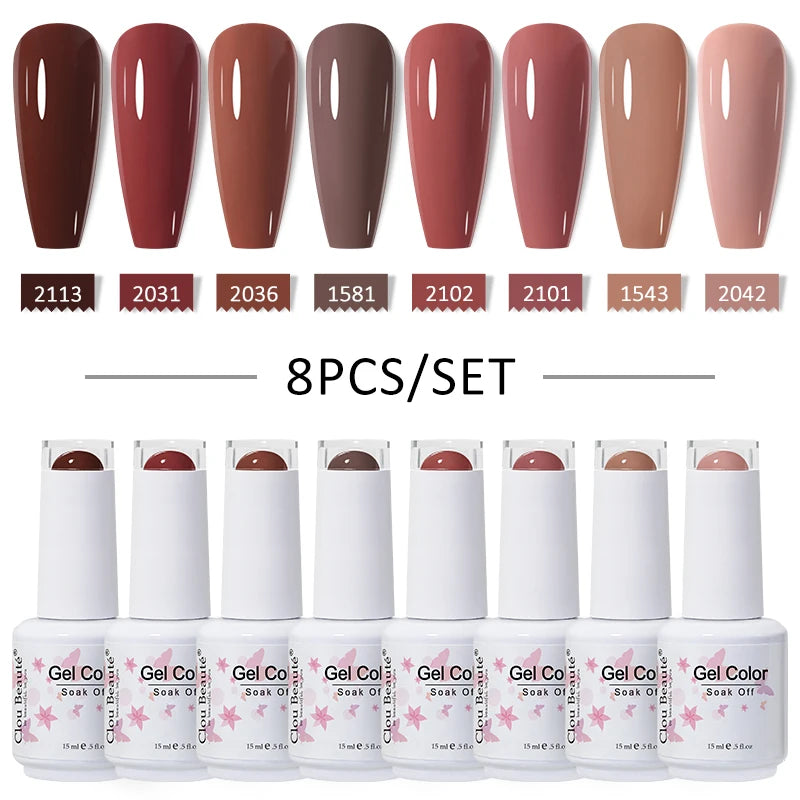 Clou Beaute 6/8pcs 15ml UV Nail Gel Colors Polish Set Summer Pretty Sugar Pink Red Neon Professional Nail Art Manicure Kit Gift