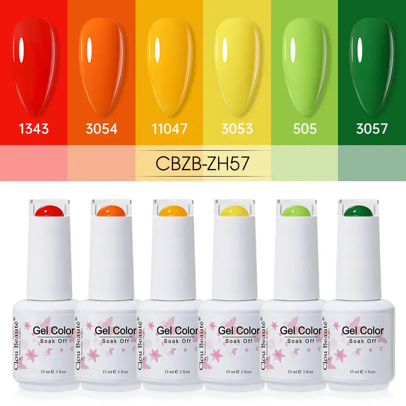Clou Beaute 6/8pcs 15ml UV Nail Gel Colors Polish Set Summer Pretty Sugar Pink Red Neon Professional Nail Art Manicure Kit Gift