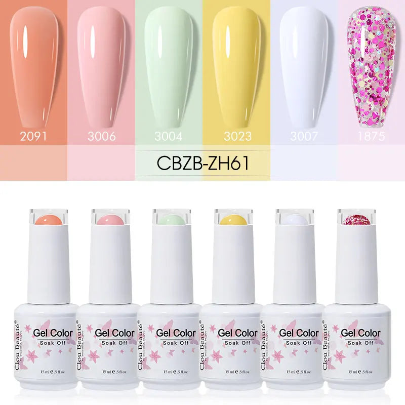 Clou Beaute 6/8pcs 15ml UV Nail Gel Colors Polish Set Summer Pretty Sugar Pink Red Neon Professional Nail Art Manicure Kit Gift