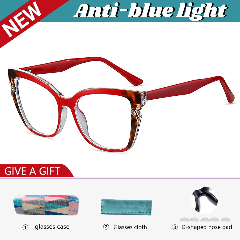 VICKY New Fashion Butterfly Square Frame Personalized Design Blue Light Reading Glasses Can Be Customized Prescription 87312