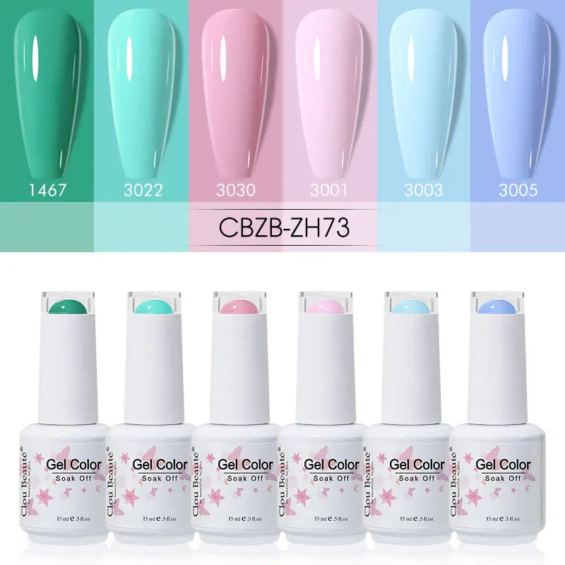 Clou Beaute 6/8pcs 15ml UV Nail Gel Colors Polish Set Summer Pretty Sugar Pink Red Neon Professional Nail Art Manicure Kit Gift